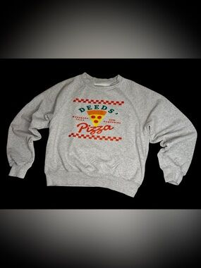 Mr Deed’s Pizza Grey Graphic Crewneck Sweatshirt Size Small